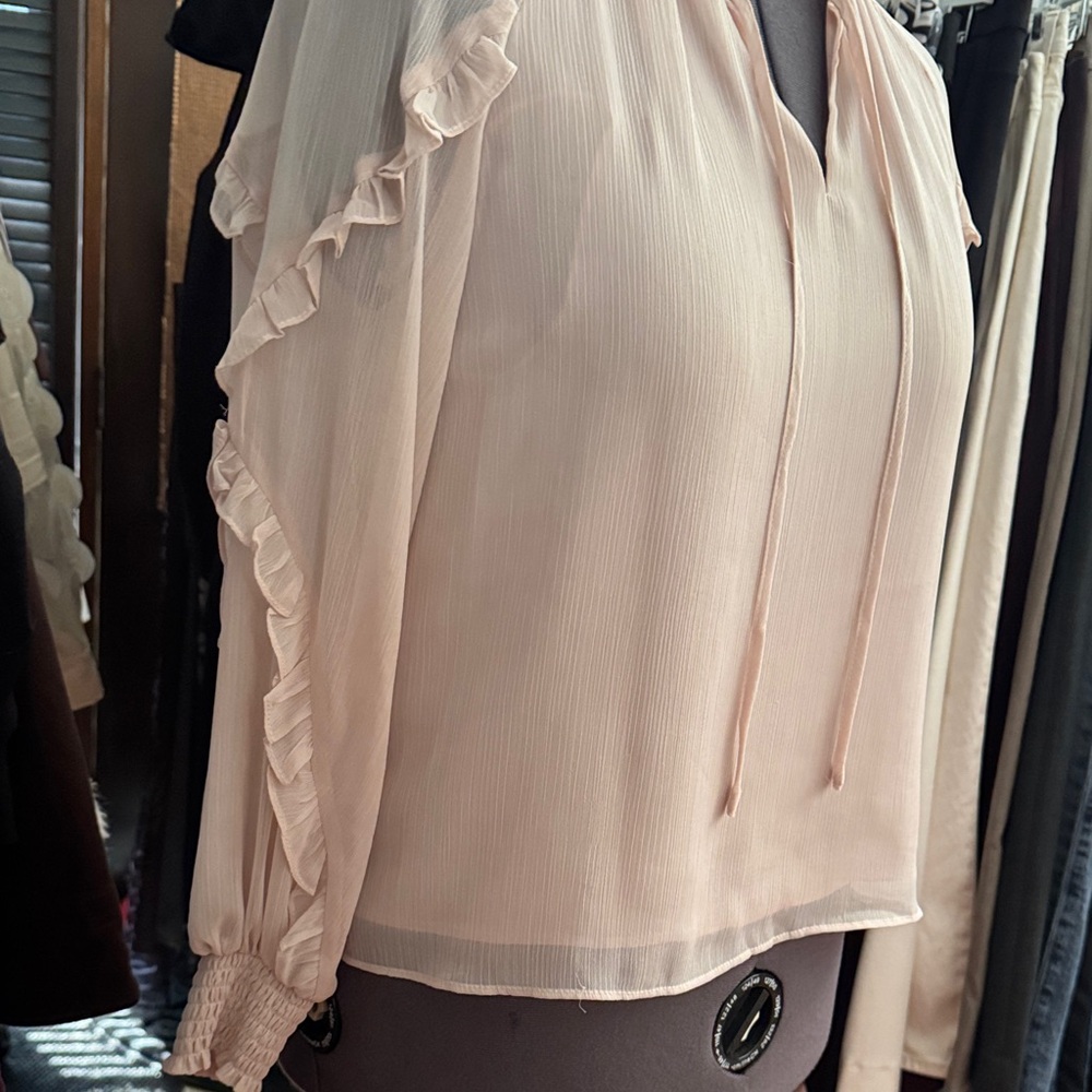 Express Light Pink Ruffle Blouse - Picture 2 of 5